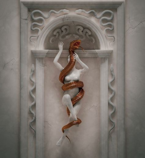 Oliver Marinkoski - The Holy Serpent © Oliver Ler Marinkoski 2021 ... Snake Art, Art Wallpaper Iphone, Adam And Eve, A Snake, Surreal Art, Artsy Fartsy, Dark Art, Cover Art, Art Wallpaper