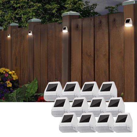 Powered by the Sun : The built-in solar panel and Ni-MH battery let this light work for 12hrs straight when fully charged. Many Uses : The 90 degree beam angle of this compact solar deck light makes it a perfect choice for decorating fences, walls, and many other areas. Auto-Lighting : When the switch is set to ON, the light turns on at dusk automatically and then off at dawn to charge. When set to OFF, the light will not turn on. User-Friendly : The light is super easy to install thanks to the Fence Lights Backyard, Lights On Fence Outdoor, Fence Lighting Ideas, Lighting Stairs, Fence Post Lights, Entrance Landscaping, Backyard Lighting Ideas, Driveway Entrance Landscaping, Solar Post Lights