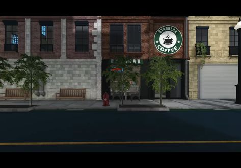 Nyc Cafe Bloxburg, Bloxburg Nyc Layout Large Plot, Nyc Bloxburg Town, Store Bloxburg, Bloxburg New York City Layout Small Plot, New York Town Bloxburg, Bloxburg Starbucks, Bloxburg Store Ideas, Bloxburg City