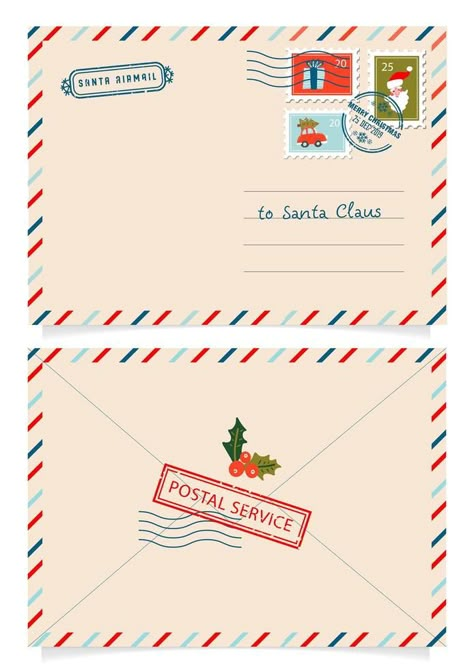 Santa Claus Mail, Box Noel, Envelope Christmas, Mail Envelope, Frame Christmas, Christmas Mail, Vector Frame, Christmas Envelopes, Christmas Frame