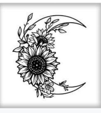 Moon With Flowers, Moon Tattoo Design, Crescent Moon Tattoo, Flowers Svg, Wood Burning Patterns, Sunflower Tattoo, Svg For Cricut, Cricut Creations, Cricut Projects Vinyl