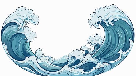 Crashing Waves Drawing, Ocean Illustration Waves, Ocean Wave Drawing, Wave Clipart, Ocean Drawing, Indian Traditional Paintings, Wave Drawing, Ocean Illustration, Dragon Coloring