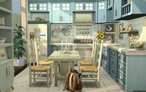 Sims 4 Cottage Living Interior, Sims 4 House Interior, Sims 4 Kitchen Ideas, Sims 4 Beach House, Living Room Sims 4, Sims 4 House, Sims 4 Kitchen, Sims Houses, Sims 4 House Plans