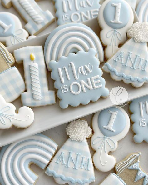 Generic First Birthday Party, Bear First Birthday Cookies, 1st Birthday Cookies Boy, 1st Bday Cookies, First Birthday Cookies Decorated, First Birthday Cookies Boy, Gingham Cookies, First Birthday Sugar Cookies, Birthday Candle Cookies