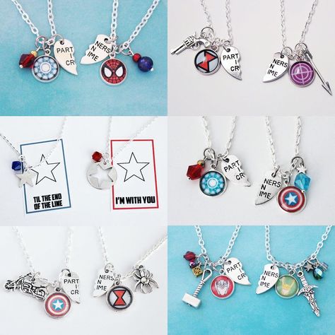 Marvel Friendship, Horn Necklace Boho, Marvel Jewelry, Marvel Fashion, Fandom Jewelry, Marvel Gifts, Bff Jewelry, Marvel Clothes, Marvel Merchandise