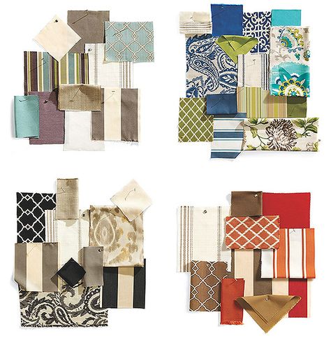 Bottom Left swatch for the living room including the ikat in sunbrella I want for the eaton couch @ ballard design. Mixing Fabrics Patterns, Outdoor Patio Cushions, Outdoor Fabrics, Fabric Inspiration, Outdoor Furniture Cushions, Patio Cushions, Coordinating Fabrics, Sunbrella Fabric, Ballard Designs