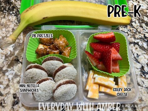 School Lunches For Kids Kindergartens, Kindergarten Lunch Box Ideas Picky Eaters, 1st Grade Lunch Box Ideas, Prek Lunchbox Ideas, Field Trip Lunch Ideas, Bentgo Kids Lunch Ideas, Kindergarten Lunch Ideas, Cold Lunch Ideas For Kids, Daycare Meals