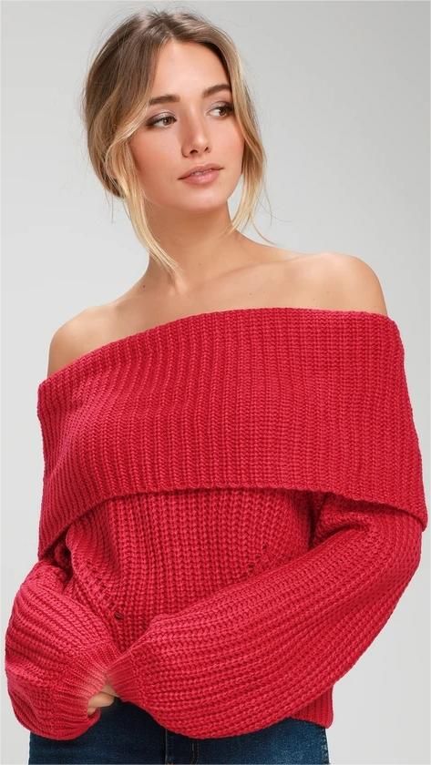 Red sweater outfit