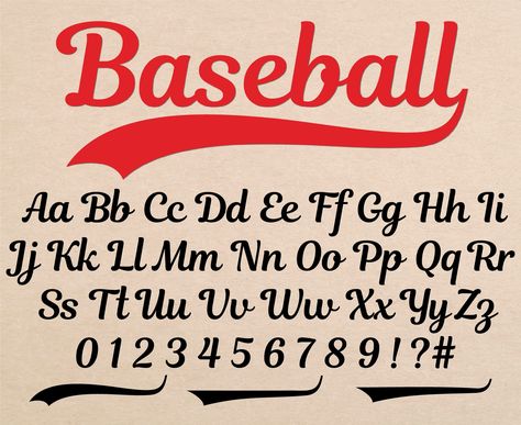 Baseball Lettering, Font With Tails, Baseball Font, Baseball Letters, Typographie Inspiration, Ttf Fonts, Tattoo Lettering Fonts, Lettering Alphabet Fonts, Cursive Font