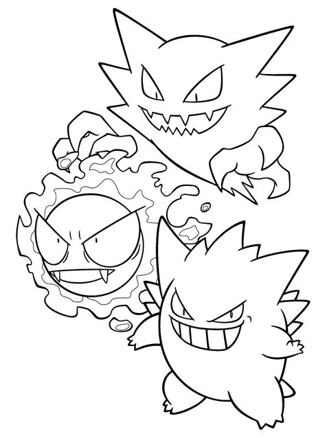 Gastly pokémon evolution coloring sheets - ghost and poison type Pokemon coloring #gastly #haunter #gengar #pokemon #ghost #poison #evolution #coloring Unicorn Pokemon, Gastly Pokemon, Pokemon Fantasma, Pokemon Printables, Animals Disney, Pokemon Coloring Sheets, Easter Animals, Pikachu Coloring Page, Baby Pokemon