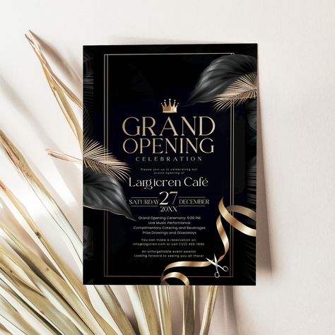 🎉 Grand Opening Invitation Card! ❤️ Make your grand opening unforgettable with our customizable template. Create a professional and eye-catching invitation that will impress your guests! Start designing today! #GrandOpening #InvitationCard #Template #FlyerDesign #BusinessInvite Grand Opening Flyer, Opening Invitation, Grand Opening Invitations, Bridal Shower Brunch Invitations, Bridal Shower Tables, Business Invitation, Reception Signs, Bridal Shower Welcome Sign, Grand Opening