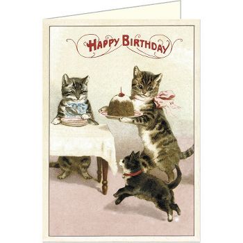 Cavallini Happy Birthday Cats Card Happy Birthday Kitten, Happy Birthday Cats, Happy Birthday Postcard, Happy Unbirthday, Happy Birthday Cat, Birthday Postcard, Cat Greeting Cards, Cat Birthday Card, Japanese Stationery