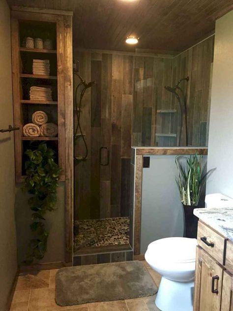 Makeover Kamar Mandi, Farmhouse Bathroom Remodel, Cabin Bathrooms, Shower Designs, Rustic Bathroom Designs, Bad Inspiration, Modern Farmhouse Bathroom, Bathroom Remodel Designs, Rustic Bathrooms