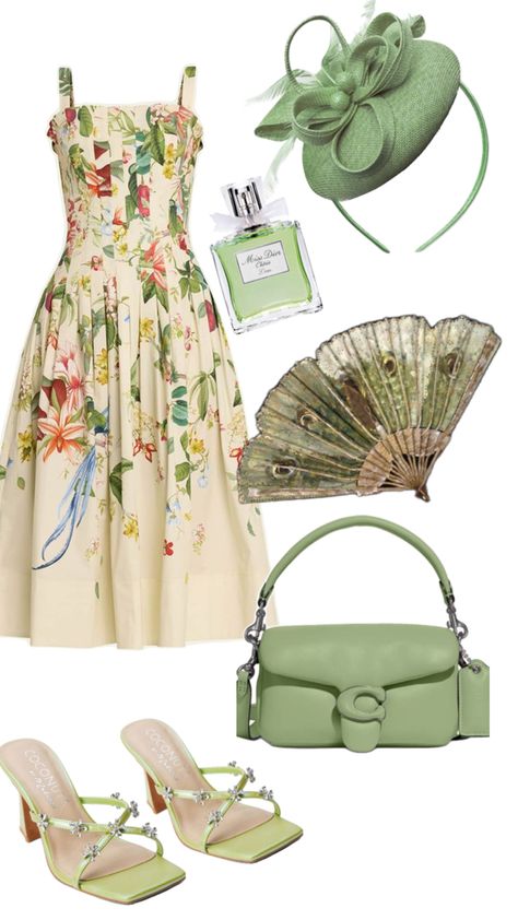 Derby Race Outfits, Green Floral Dress Aesthetic, Horse Race Outfits For Women, Yea Party Outfit, Spring Racing Fashion 2022, Horse Race Outfit, Spring Racing Fashion, Kentucky Derby Outfit, Race Outfit