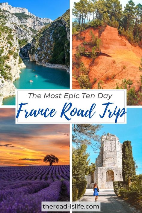 A magical south of France road trip itinerary passing through vibrant lavender fields, charming medieval villages, and the most jaw dropping landscapes you've ever seen! Follow this itinerary to see the very best of the south of France in 10 days. #southoffrance #provence #roadtrip France Road Trip | South of France | Provence | Best Road Trips in Europe France Road Trip Itinerary, France Road Trip, Bucket List Europe, 10 Day Itinerary, France Itinerary, Road Trip Europe, France Travel Guide, Backpacking Europe, Visit France