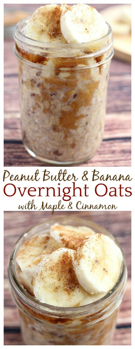 Peanut Butter And Banana, Oat Recipes Healthy, Overnight Oats Recipe Healthy, Banana Overnight Oats, Overnight Oat, Overnight Oats Healthy, Overnight Oatmeal, Makanan Diet, Oatmeal Breakfast