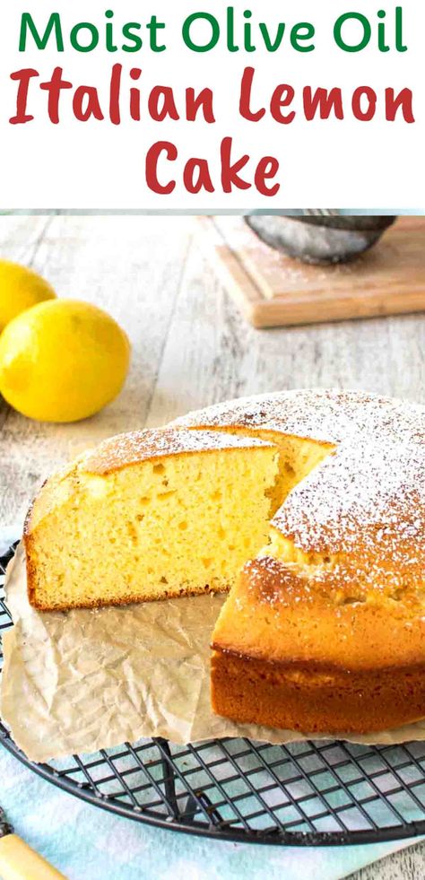 Italian Lemon Cake, Italian Lemon Pound Cake, Olive Oil Cake Recipe, Cake Flavours, Italian Sweets, Lemon Olive Oil Cake, Christmas Dinners, Dessert Breakfast, Yummy Desserts Easy