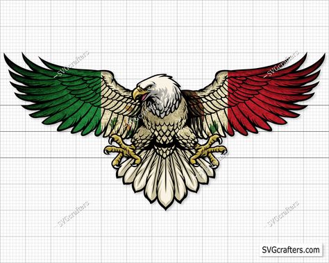 Mexican Flag Drawing, Mexican Flag Eagle, Mexican American Flag, Aztec Artwork, Mexican Eagle, Flag Drawing, Sublimation Wraps, Eagle Statue, Sublimation Cricut