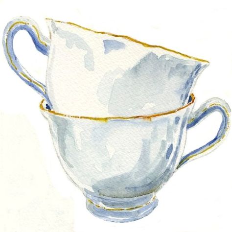 Watercolour Objects, Watercolor Teacup, Tea Pictures, Tea Cup Drawing, Watercolour Sketches, Liz Steel, Tea Cup Art, Watercolor Paintings For Beginners, Cup Art