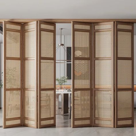 Xiaoli Wind Rattan Woven Sliding Door Teahouse Hotel Store Subareas Screens Balcony Villa Folding Door - AliExpress 15 Folding Doors Interior, Wall Partition Design, Sliding Folding Doors, Condo Interior, Folding Door, Door Design Interior, Partition Design, Partition Wall, Folding Doors