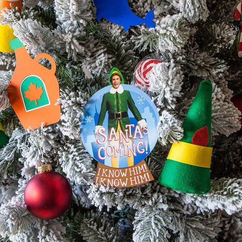 Elf The Movie Christmas Tree, Buddy The Elf Christmas Tree, Elf Themed Christmas Tree, Home Alone Christmas Tree, Movie Christmas Tree, Elf Movie Party, Elf Themed Christmas Party, Themed Christmas Decor, Storybook Forest