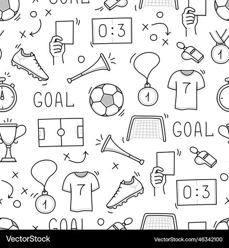 Football Goal, Line Doodles, Hands Icon, Sketch Style, Doodle Designs, Doodle Sketch, Icon Illustration, Card Art, Seamless Pattern