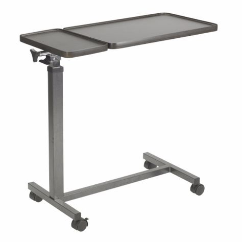 Drive Medical Multi-Purpose Tilt-Top Split Overbed Table Medical Equipment Storage, Overbed Table, Tilt Table, Drafting Table, Cleaning Items, Swivel Casters, Laptop Table, Bed Table, Stay In Bed