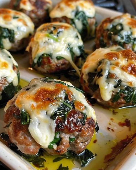 Spinach Garlic Meatballs Stuffed With Mozzarella | by ReciepeRave | May, 2024 | Medium Avani Recipes, Meatballs Stuffed With Mozzarella, Jello Salad Recipes, Keto Jello, Garlic Meatballs, Recipes Spinach, Stuffed Meatballs, Cooking Spinach, Mozzarella Stuffed Meatballs