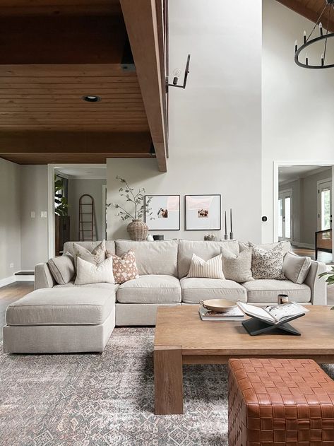 Family Room Sectional Details - lauren ashley hansen - home, lifestyle Sofa Chaise Living Room Ideas, Chaise Sectional Living Room Layout, Sactional Lovesac, Lovesac Sactional Living Rooms, Love Sac Sectional, Lovesac Sectional, Sectional Sofa Decor, Front Living Room Ideas, Sectional Ideas