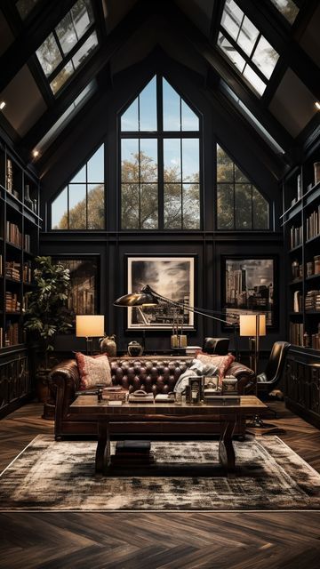 IDLN | Home & Commercial Interior Design on Instagram: "Modern day Peaky Blinders?👀 I guess you could put it that way! We design and beautify spaces so let us help you!💯 More information on our website! #interiordesign #peakyblinders #mancave" Rustic Home Decorating, Modern Victorian Interior Design, Modern Victorian Interiors, Dark Academia Interior, Interior Design Living Room Warm, Balinese Villa, Library Designs, Inspired Bedroom, Dark Home Decor