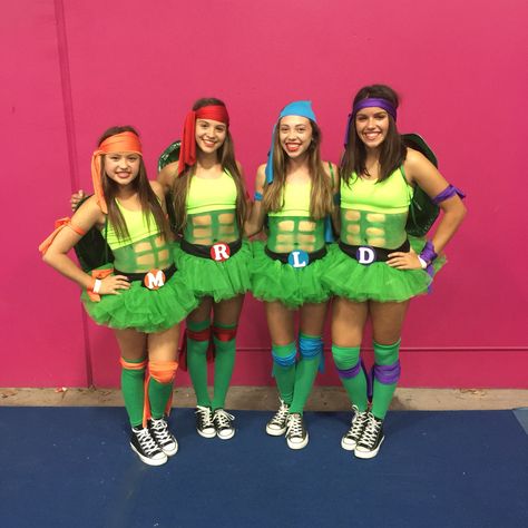 Ninja Turtle Outfits Women, Ninja Turtle Diy Costume Women, Womens Ninja Turtle Costume, Halloween Costumes Women Ninja Turtles, April Ninja Turtle Costume, Ninja Turtle Costume Ideas, Ninja Turtles Costume Women's, Ninja Turtle Halloween Costume For Women, Cute Ninja Turtle Costume