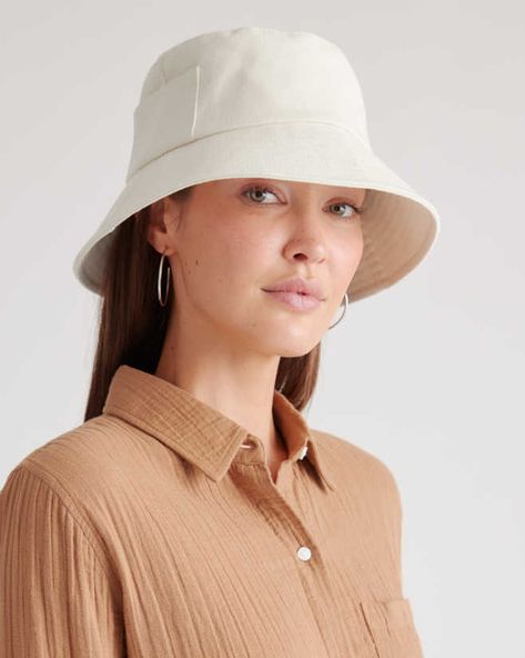 White Bucket Hat Outfit, Bucket Hat Outfit, Linen Blackout Curtains, Goose Down Pillows, Cotton Bucket Hat, Canvas Hat, Bucket Hat White, Bucket Hat Women, Striped Duvet