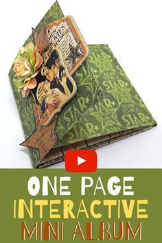 One Page Mini Album Tutorials, Mini Album Card Tutorial, One Sheet Mini Album Tutorials, Interactive Pages For Mini Albums, Diy Folio Tutorial, Diy Interactive Book, Interactive Scrapbook Pages Tutorials, Mini Albums Tutorial, One Page Book