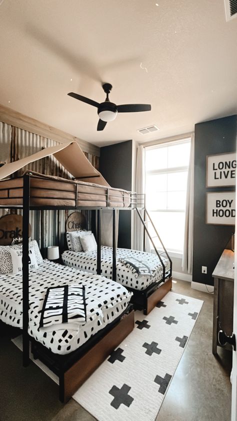 Brothers Sharing Room Ideas Bunk Bed, Big Boy Bedrooms Bunk Beds, Shared Boys Room Bunk Beds, 3 Boys Shared Bedroom, Boy Bunk Beds Room Ideas, Brothers Room Ideas Shared Bedrooms, Bunkbed Boys Room Ideas, Boys Room Ideas Shared Bunkbeds, Boys Bunk Beds Room Ideas