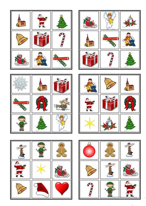 Christmas Bingo Printable, Christmas Learning, Bingo Set, Christmas Bingo, Christmas Kindergarten, Activities Games, English Lessons For Kids, Christmas Party Games, Esl Worksheets