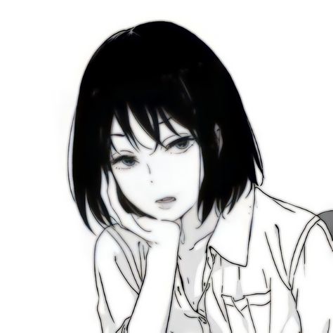 흑백 그림, Gothic Anime, Anime Monochrome, Girl Short Hair, Anime Profile, Cute Anime Wallpaper, Anime Best Friends, Digital Art Girl, Animes Yandere