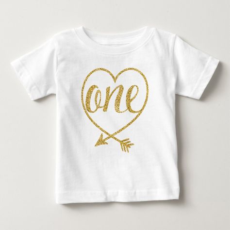 Heart Glitter, Cricut Baby, Birthday Planning, Birthday Girl Shirt, Glitter Print, Birthday Tshirts, Old T Shirts, One Year Old, Baby T Shirt