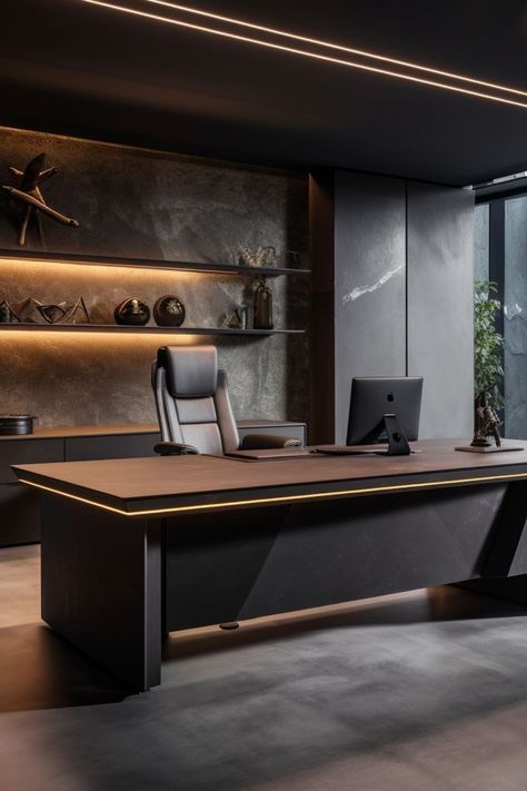 Modern Home Office Wallpaper, Modern Office Design Inspiration, Color In Interior Design, Dream Home Office, Executive Office Design, Luxury Office Furniture, Ceo Office, Industrial Office Design, Dream Desk