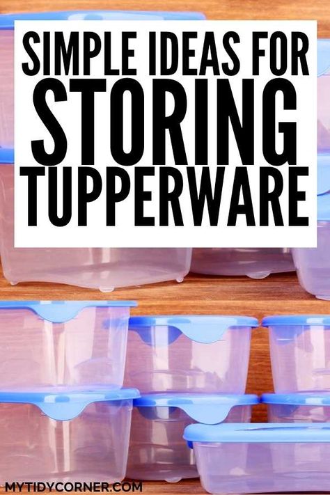 Looking for tips on how to organize Tupperware? Here are simple ideas for organizing tupperware in kitchen cabinets and drawers, plus tips on how to organize tupperware lids. Learn how to store Tupperware and other plastic food containers to keep them organized and tidy. Storage Lids Organization Ideas, Organize Plastic Containers And Lids Kitchen, Store Tupperware Ideas, Diy Tupperware Lid Organizer, Storage Ideas For Tupperware, Plastic Bowls And Lids Storage, Plastic Containers Organization, Organizing Kitchen Storage Containers, How To Store Tupperware Containers