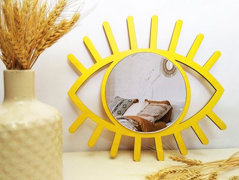 Evil eye wall decor yellow, All seeing eye mirror for wall, Third eye mirror, Boho mirror, Bohemian wall decor, Decorative eye mirror Evil Eye Mirror, Small Mirror Wall Decor, Boho Spiegel, Eye Mirror, Mirror Boho, Boho Mirror, Spiegel Design, Small Wall Mirrors, Handmade Mirror