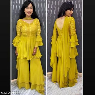 Yellow Pithi Dress, Yellow Kurti Design For Haldi, Fancy Dress Patterns, Suit Wedding Dress, Women's Party Wear, Mehndi Function, Haldi Dress, Yellow Lehenga, Partywear Dresses