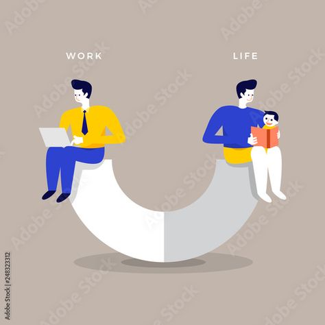 Stock Image: Illustration Work Life Balance Balance Poster, Balance Illustration, Illustration Work, Work Life Balance, Work Life, Life Balance, Image Illustration, Adobe Stock, Stock Vector