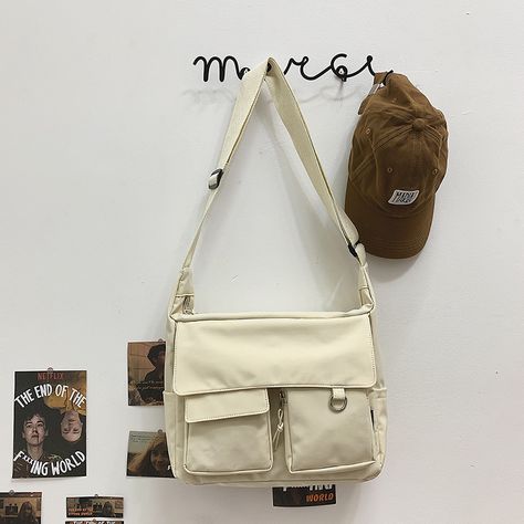 Messenger Bag Women New Nylon Bags Multipockets Crossbody Bags For Women School Book Shoulder Bag Girls Sac Study Bag, Messenger Bag Women, Retro Purse, Korean Ulzzang, Women Crossbody Bag, Pearl Bag, School Bags For Girls, Style Japonais, Crossbody Bags For Women