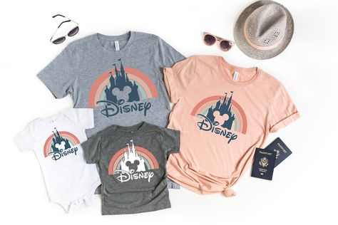 Rainbow Castle, Disney Rainbow, Disney Family Shirt, Magic Kingdom Shirt, Disneyland Shirt, Disneyland Shirts, Womens Disney Shirts, Disney Vintage, Disney World Shirts