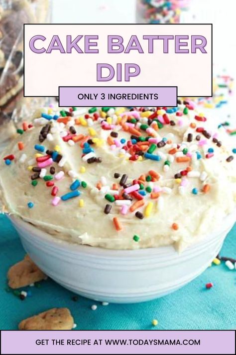 Cake Mix Dip, 3 Ingredient Cakes, Cake Batter Dip, Cake Batter Cookies, Confetti Cake, The Dip, Cake Batter, 3 Ingredients, Mixing Bowl