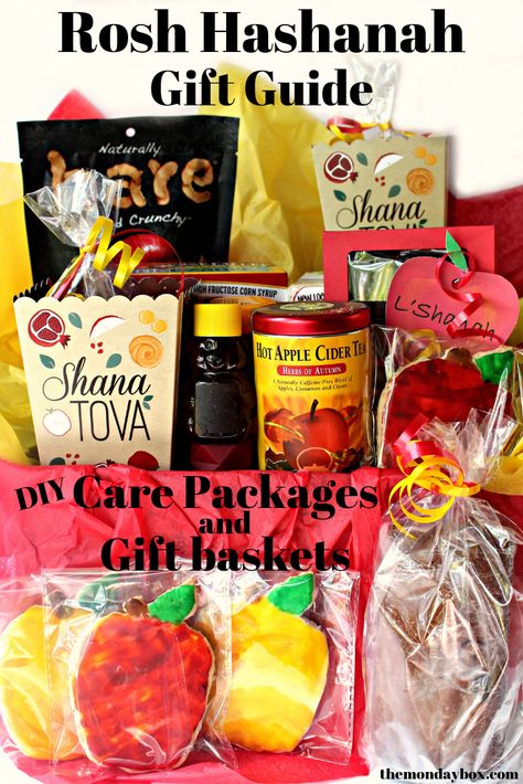 Create your own Rosh Hashanah care package or gift basket easily with this Rosh Hashanah Gift Guide! Recipes for homemade treats, as well as gifts you can purchase, are all included! #themondaybox #roshhashanah #jewishnewyear #roshhashanahgiftideas #roshhashanahcarepackage Rosh Hashanah Gift Ideas, Hospital Gift Baskets, Rosh Hashana Gift, Diy Care Package, Small Diy Gifts, Halloween Care Packages, Care Package Ideas, Birthday Care Packages, Gifts To Buy