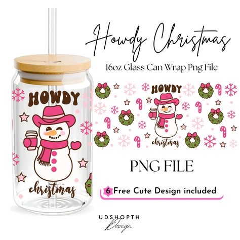 Christmas Iced Coffee, Beer Glass Cups, Christmas Cowboy, Glass Png, Cupping At Home, 16oz Glass Can, Holiday Cups, Cowboy Christmas, Iced Coffee Cup