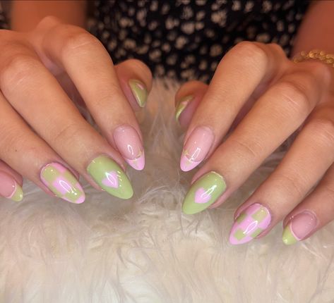 Pink and sage 💖💚 Inspo from @phoebesummernails #gel #gelnails #gelpolish #gelpolishnails #gelnail #gelmanicure #naturalnails #nailartfun #nails #nailsofinstagram #nailstyle #nails💅 #naildesign #nailsnailsnails #nailsonfleek #nailsdesign #nailtech #nailinspo #acylicgel #redcliffe #redcliffenails #redcliffenailsalon #dasmeesalon Green And Pink Gel Nails, Light Pink And Green Nails, Sage Green And Pink Nails, Future Makeup, Pink And, Lines On Nails, Pink Nail Designs, Green And Pink, Gel Manicure