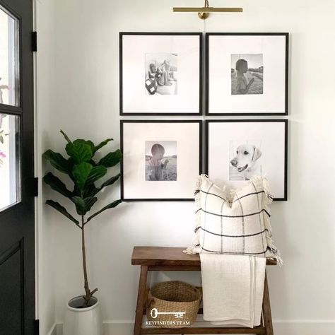 Just a little gallery wall inspiration for your feed today! How do you feel about gallery walls in the home? Our take on it: we LOVE them!! They can add such a personal and sleek look to a home. Would you put a gallery wall in your home? If so, where? Comment your answer(s) below! Narrow Bench, Arrow Board, Bench For Entryway, Entryway Decor Small, Apartment Entryway, Cheap Wall Decor, Rustic Entryway, Entryway Bench Storage, Entryway Wall Decor