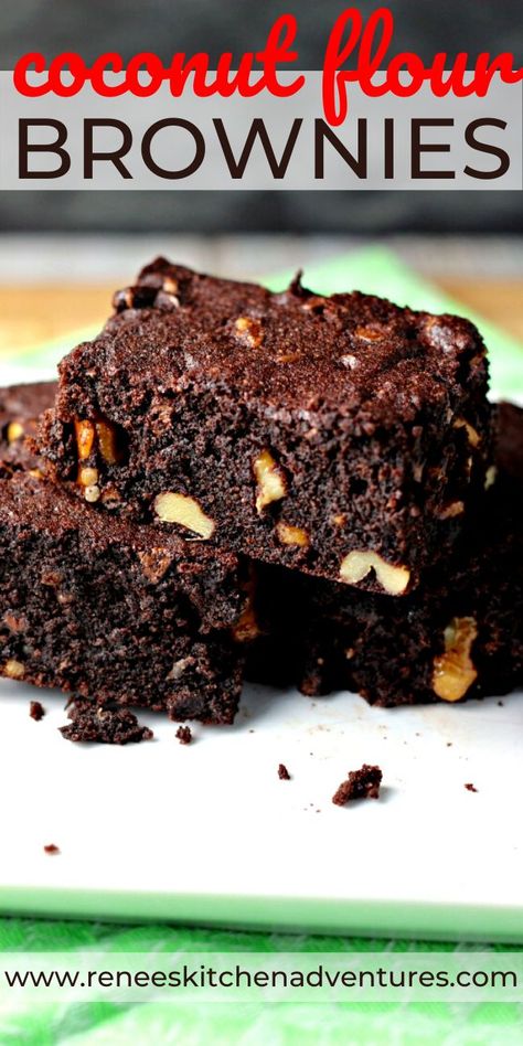 Interesting Deserts, Brownies With Almond Flour, Coconut Flour Desserts, Best Keto Brownies, Coconut Flour Brownies, Ckd Diet, Comidas Keto, Baking With Coconut Flour, Coconut Flour Recipes